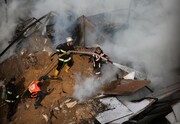 آتش سوزی در بازاری در غزه