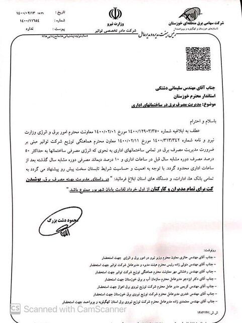 ممنوعیت پوشیدن کت در ادارات خوزستان برای کنترل مصرف برق! + سند