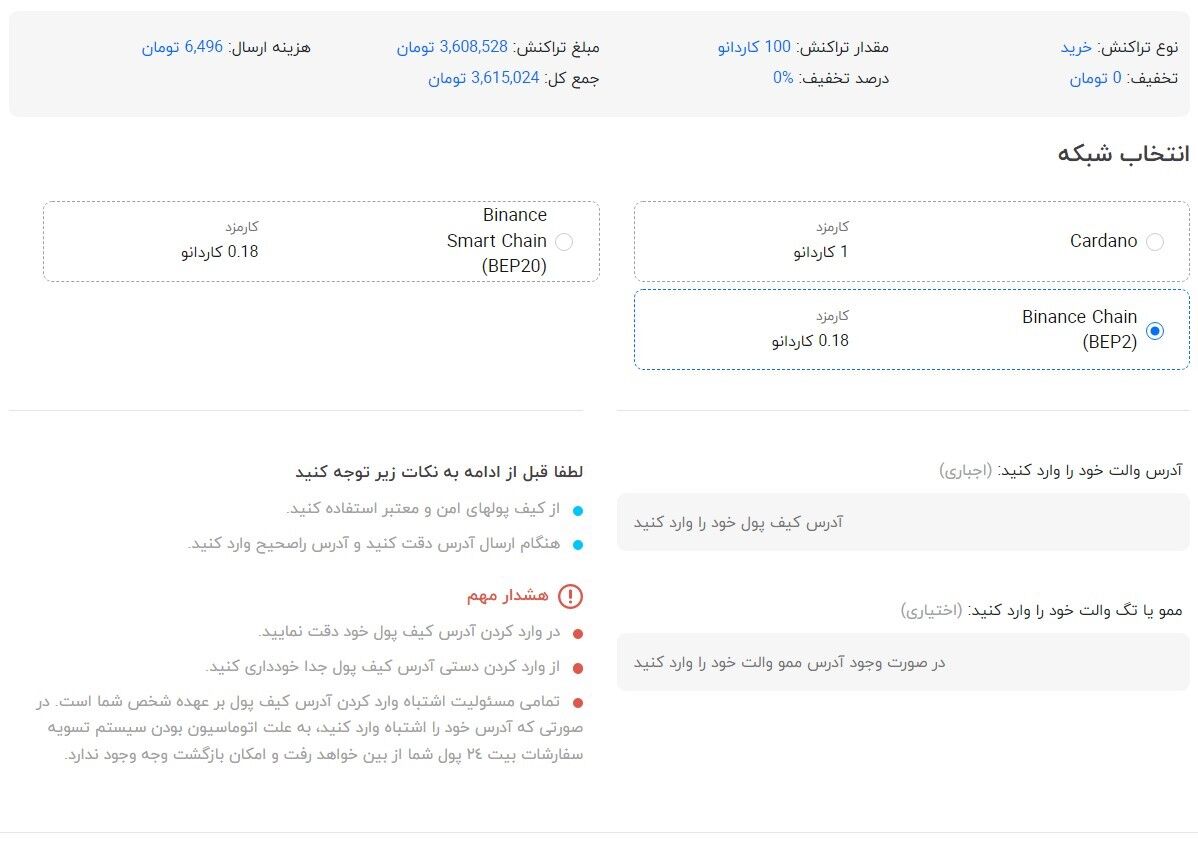 خرید و فروش ارز دیجیتال کاردانو از صرافی بیت ۲۴