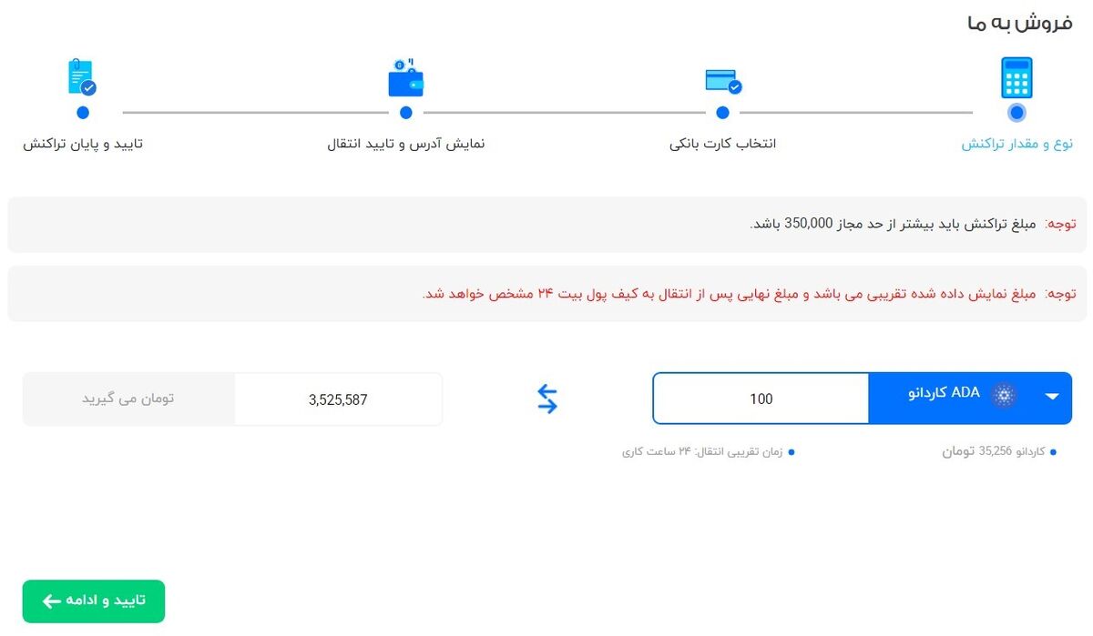 خرید و فروش ارز دیجیتال کاردانو از صرافی بیت ۲۴
