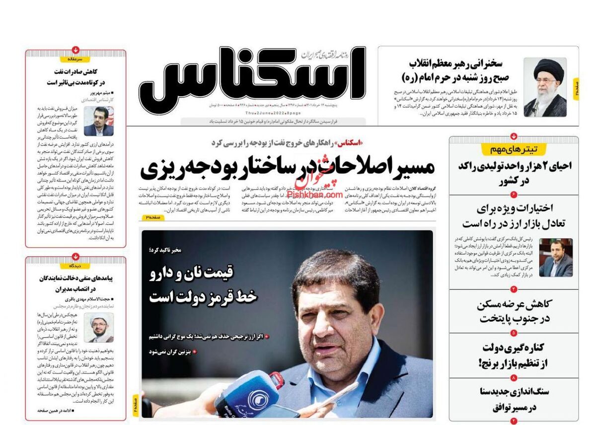 صفحه اول روزنامه های اقتصادی ۱۲ خرداد ۱۴۰۱