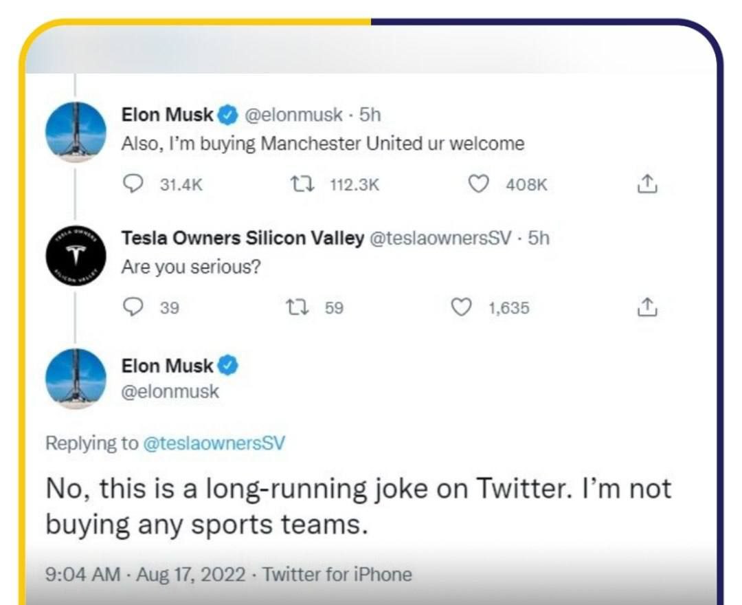 واکنش ایلان ماسک به خرید منچستریونایتد: شوخی کردم