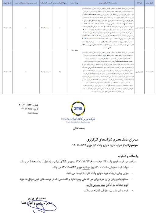 برنامه جدید عرضه وانت کارا در بورس کالا