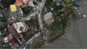 تصویر هوایی از منطقه سیل‌زده در جاده چالوس