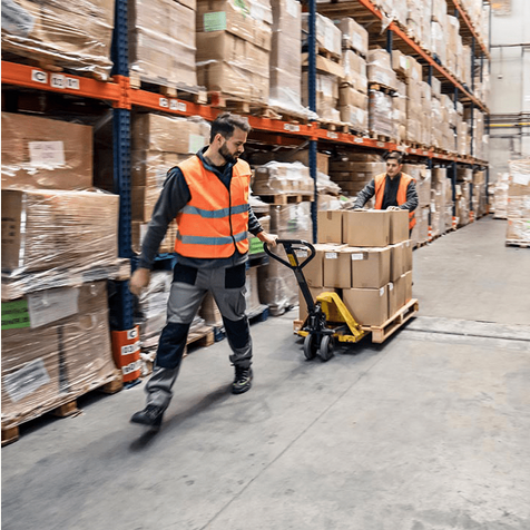 حرکت دادن جک پالت به طرف محموله