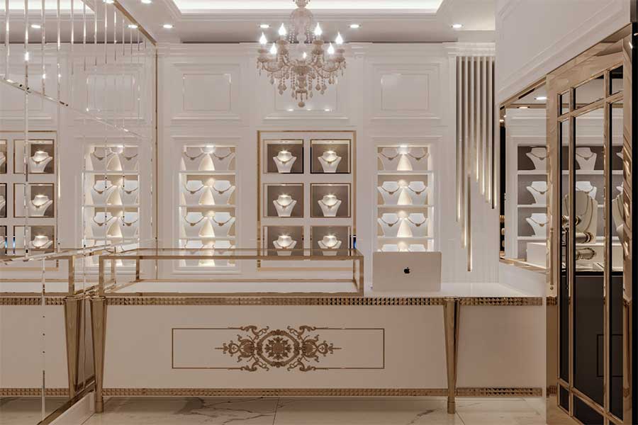 اصول طراحی دکوراسیون داخلی مغازه طلا فروشی