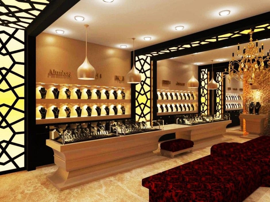 اصول طراحی دکوراسیون داخلی مغازه طلا فروشی