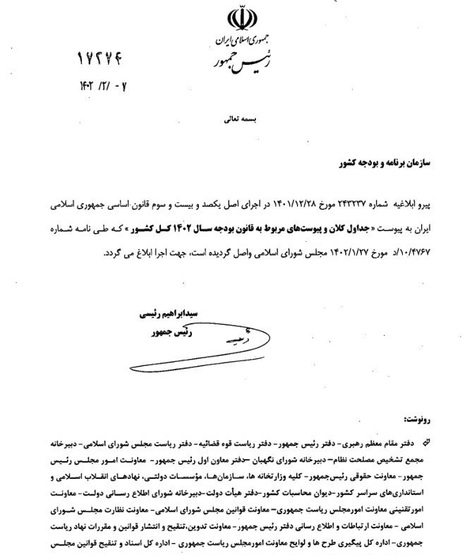 جزئیات جداول بودجه ۱۴۰۲ ابلاغ شد