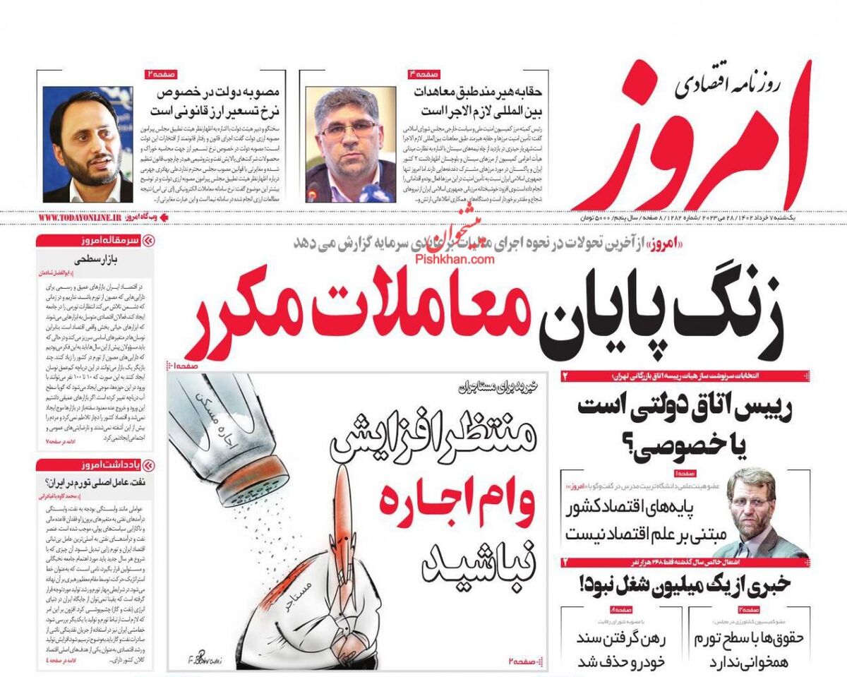 صفحه اول روزنامه های اقتصادی ۷ خرداد ۱۴۰۲