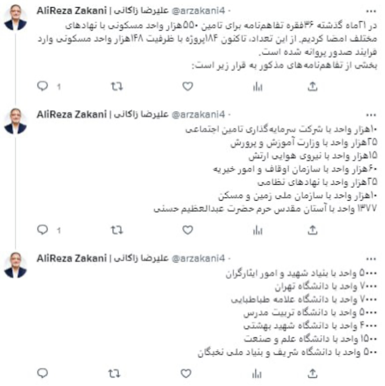  شهرداری تهران چند تفاهم‌نامه مسکن بسته است؟