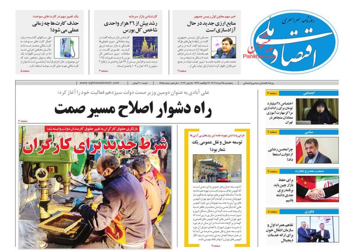 صفحه اول روزنامه های اقتصادی ۲۵ خرداد ۱۴۰۲