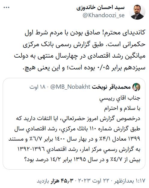 رشد اقتصادی سال ١٣٩٩ معادل ۴.۱ درصد و در بهار سال ١۴٠٠ برابر ۶.۷ درصد بود