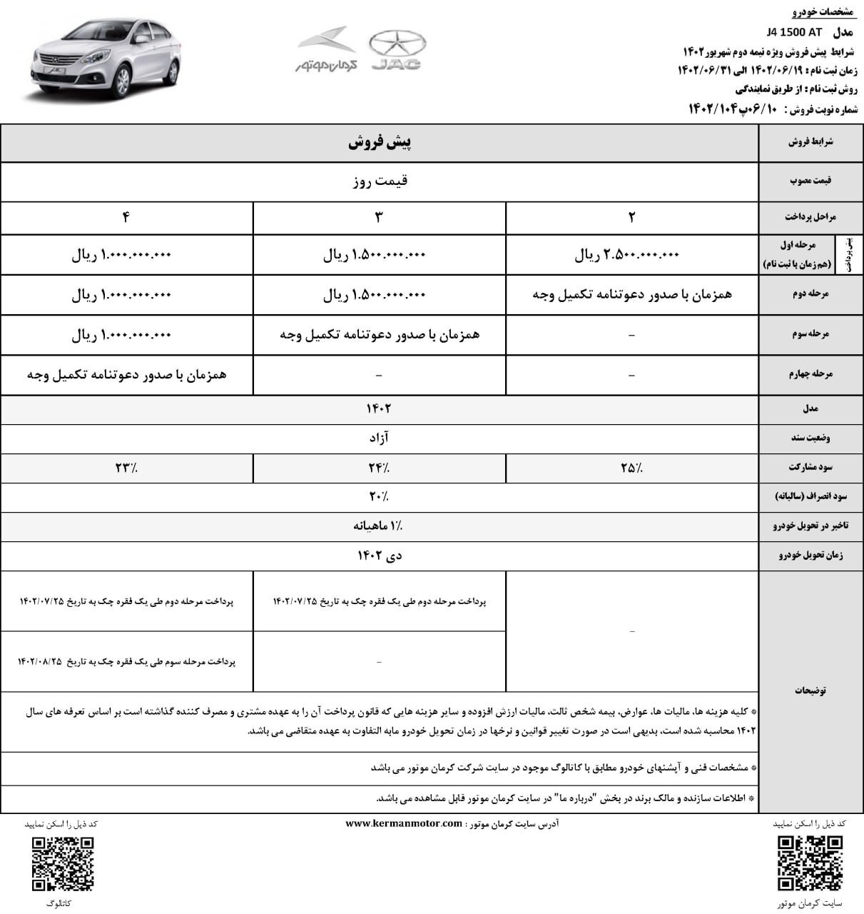 شرایط فروش نقدی و اقساطی جک J۴ اعلام شد