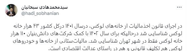 شناسایی ۱۱۰ هزار خانه لوکس در شهر تهران