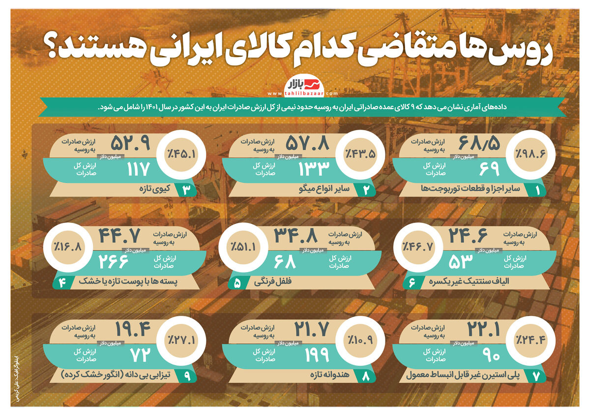 روس‌ها متقاضی کدام کالای ایرانی هستند؟