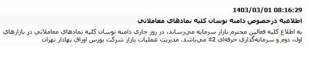 دامنه نوسان معاملات سهام محدود شد