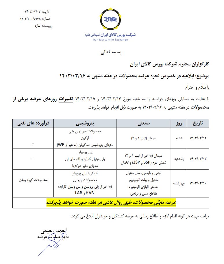 زمانبندی عرضههای بورس کالا اعلام شد