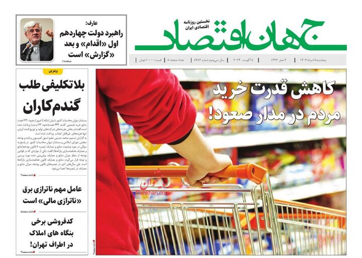 صفحه اول روزنامه های اقتصادی ۱۸ مرداد ۱۴۰۳