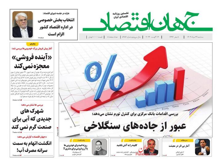 صفحه اول روزنامه های اقتصادی ۲۳ مرداد ۱۴۰۳