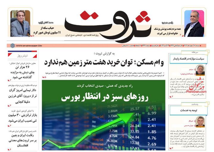 صفحه اول روزنامه های اقتصادی ۲۸ مهر ۱۴۰۳