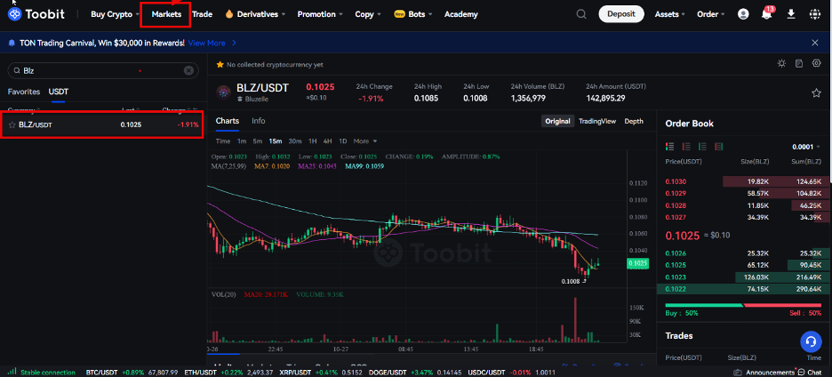 قیمت بلوزل در صرافی توبیت: خرید بلوزل با بهترین قیمت