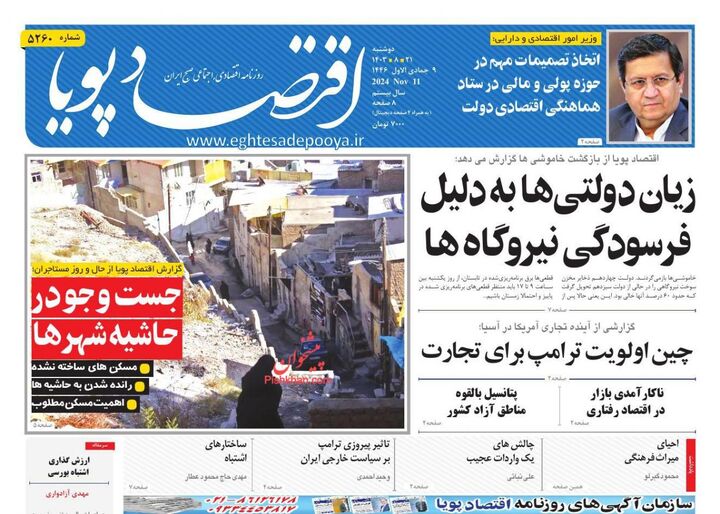 صفحه اول روزنامه های اقتصادی ۲۱ آبان ۱۴۰۳