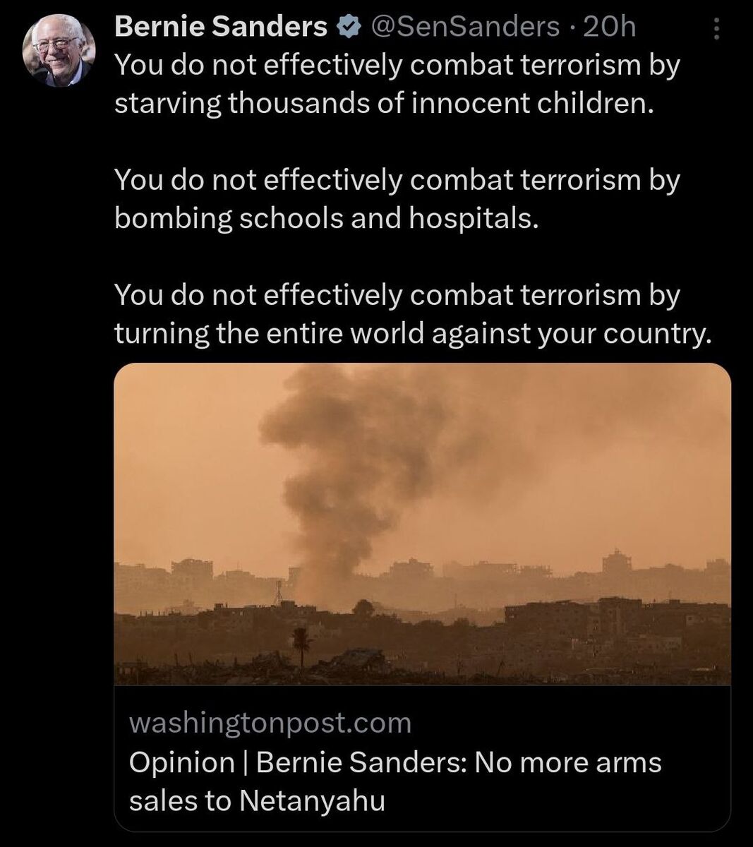 مقاله «برنی سندرز» سناتور یهودی آمریکایی درباره قتلعام کودکان در غزه با سلاحهای آمریکایی