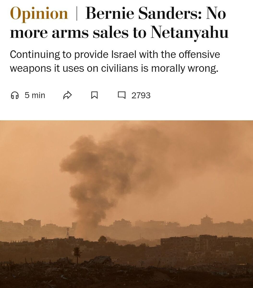 مقاله «برنی سندرز» سناتور یهودی آمریکایی درباره قتلعام کودکان در غزه با سلاحهای آمریکایی