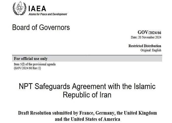 متن پیشنویس قطعنامه ضد ایرانی ارائه شده به شورای حکام