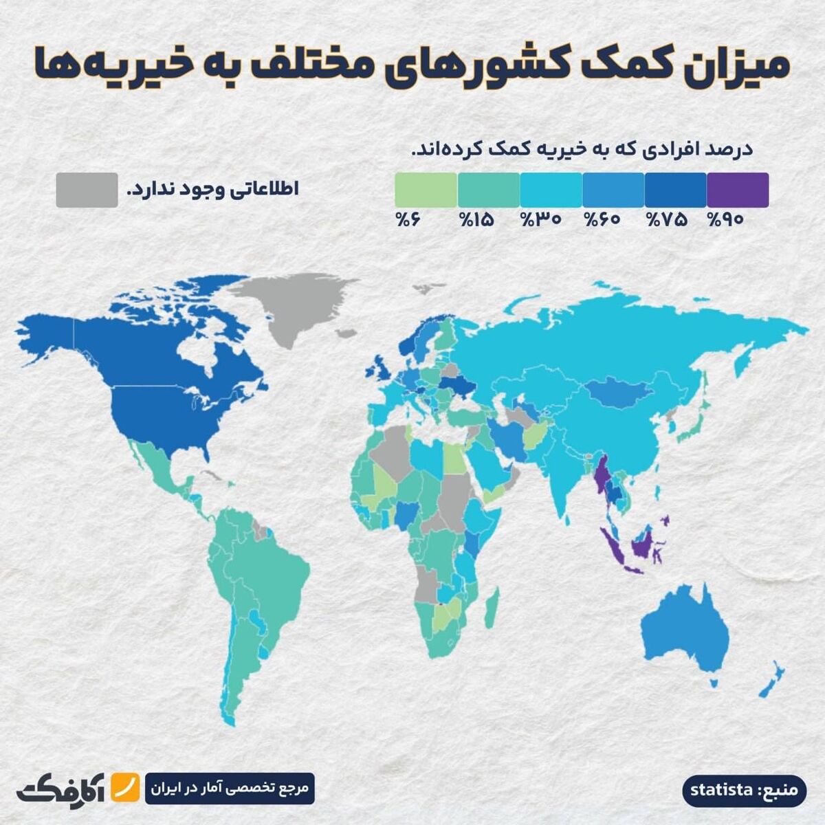 کدام کشورها بیشترین کمک را به خیریه‌ها می‌کنند؟