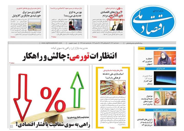 صفحه اول روزنامه های اقتصادی ۸ دی ۱۴۰۳