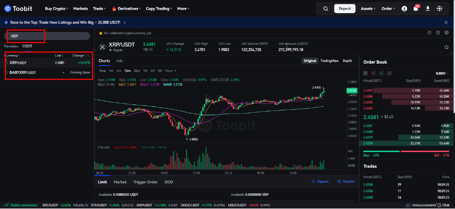 آموزش خرید ارز ریپل XRP از صرافی توبیت