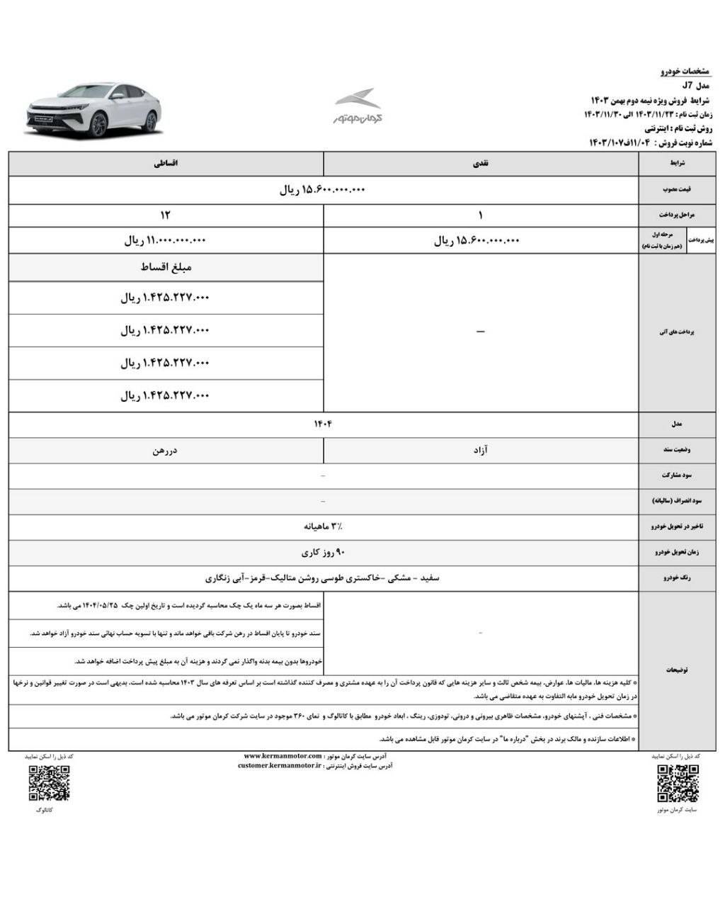 شرایط فروش نقدی و اقساطی ۶ محصول کرمان موتور اعلام شد