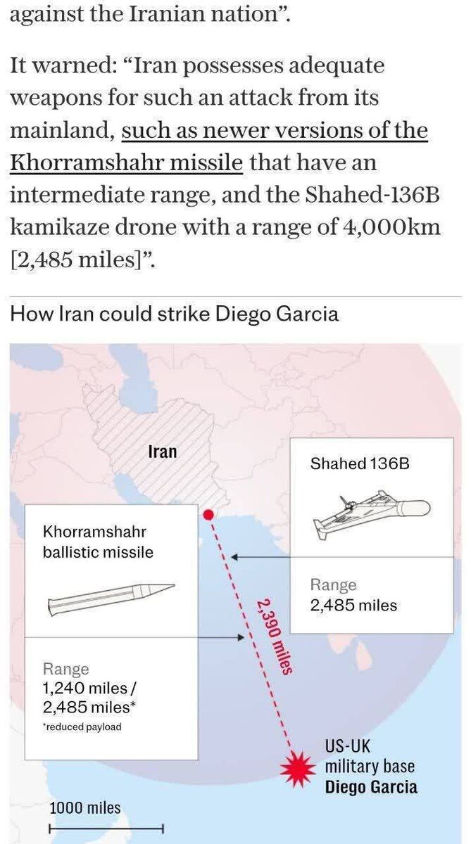 تهدید نظامی ایران: حمله متقابل به پایگاه دیگو گارسیا در صورت تجاوز آمریکا