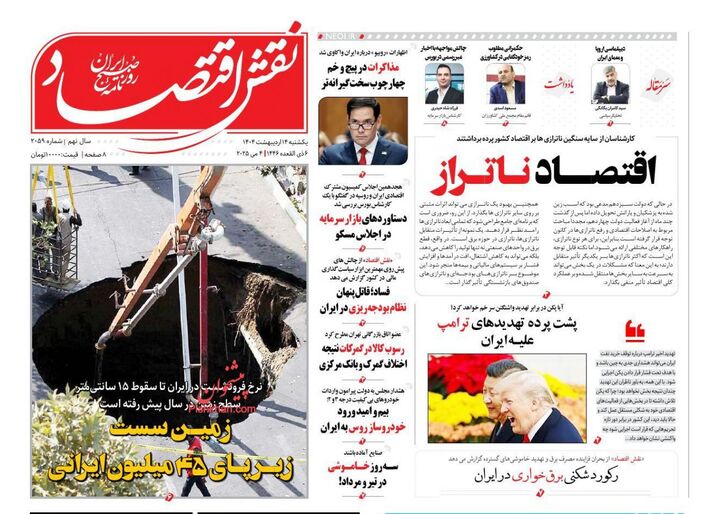 صفحه اول روزنامه های اقتصادی ۱۴ اردیبهشت ۱۴۰۴