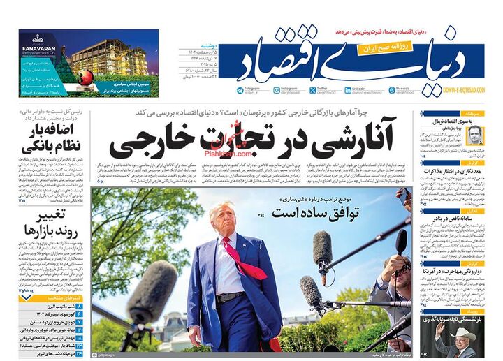 صفحه اول روزنامه های اقتصادی ۱۵ اردیبهشت ۱۴۰۴