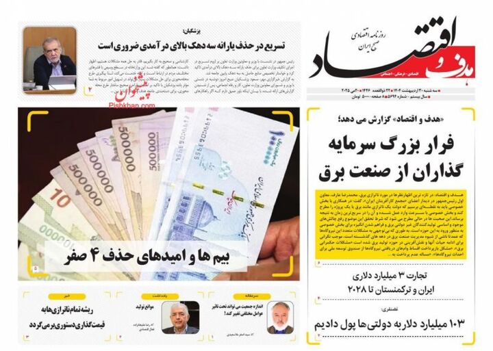 صفحه اول روزنامه های اقتصادی ۳۰ اردیبهشت ۱۴۰۴