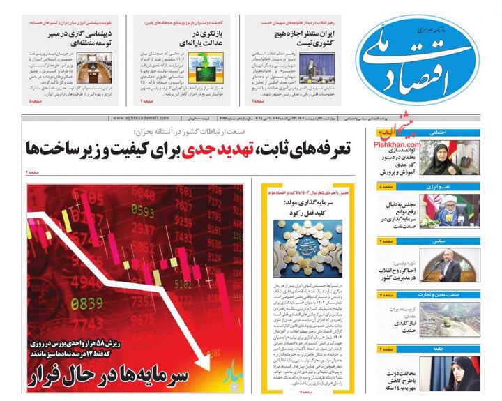 صفحه اول روزنامه های اقتصادی ۳۱ اردیبهشت ۱۴۰۴