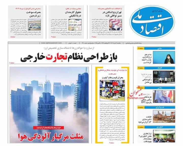 صفحه اول روزنامه های اقتصادی ۴ خرداد ۱۴۰۴