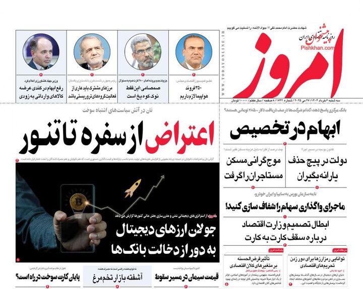 صفحه اول روزنامه های اقتصادی ۶ خرداد ۱۴۰۴