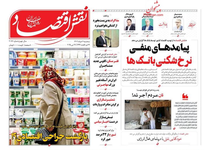 صفحه اول روزنامه های اقتصادی ۶ خرداد ۱۴۰۴