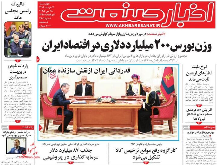 صفحه اول روزنامه های اقتصادی ۷ خرداد ۱۴۰۴
