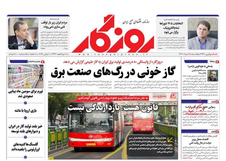 صفحه اول روزنامه های اقتصادی ۱۱ خرداد ۱۴۰۴