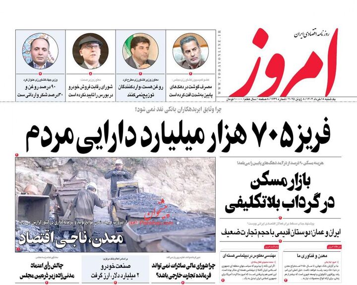 صفحه اول روزنامه های اقتصادی ۱۸ خرداد ۱۴۰۴