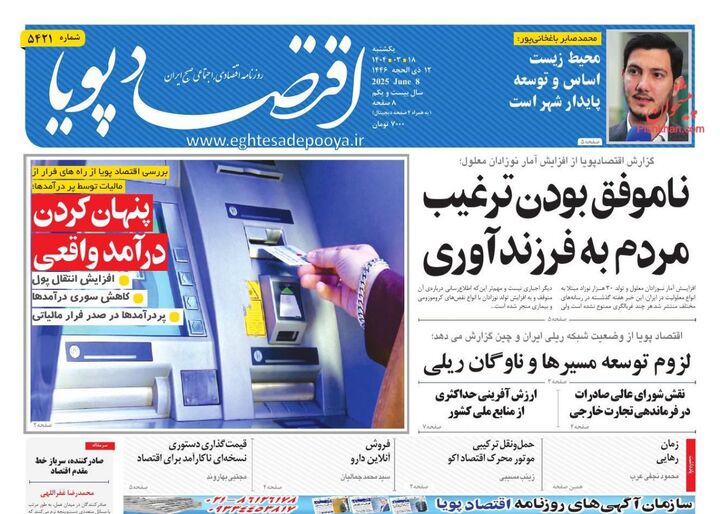 صفحه اول روزنامه های اقتصادی ۱۸ خرداد ۱۴۰۴