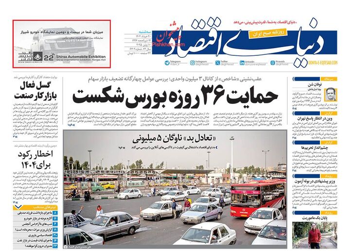 صفحه اول روزنامه های اقتصادی ۲۰ خرداد ۱۴۰۴