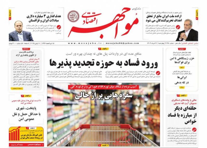 صفحه اول روزنامه های اقتصادی ۲۱ خرداد ۱۴۰۴