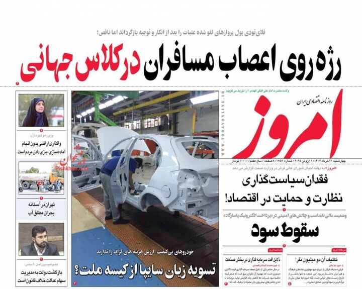 صفحه اول روزنامه های اقتصادی ۲۱ خرداد ۱۴۰۴