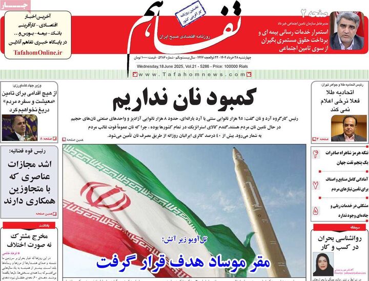 صفحه اول روزنامه های اقتصادی 28 خرداد 1404