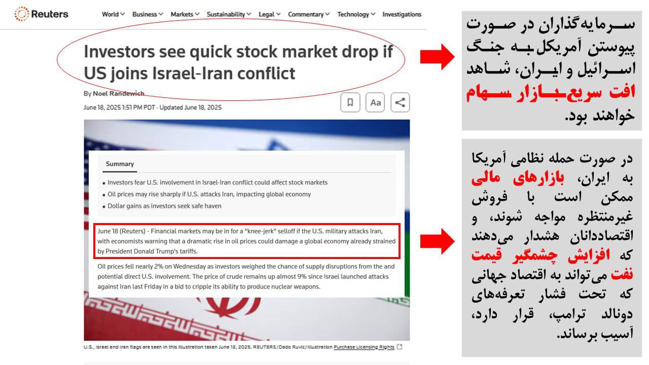بستن تنگه هرمز یعنی ریزش بازارهای مالی آمریکا